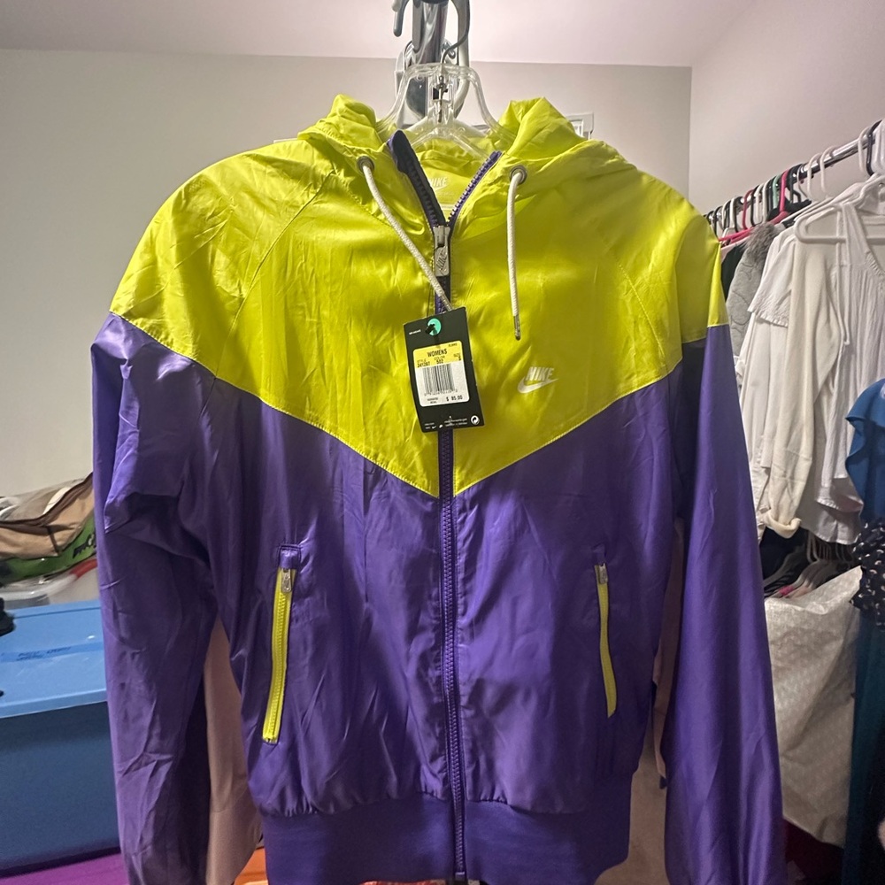Nike Neon Yellow/Green and Purple Hooded Jacket